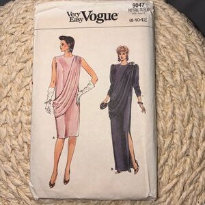 Vintage Vogue 9047 Sewing Pattern Draped Goddess Dress 80s Evening Minimal Chic